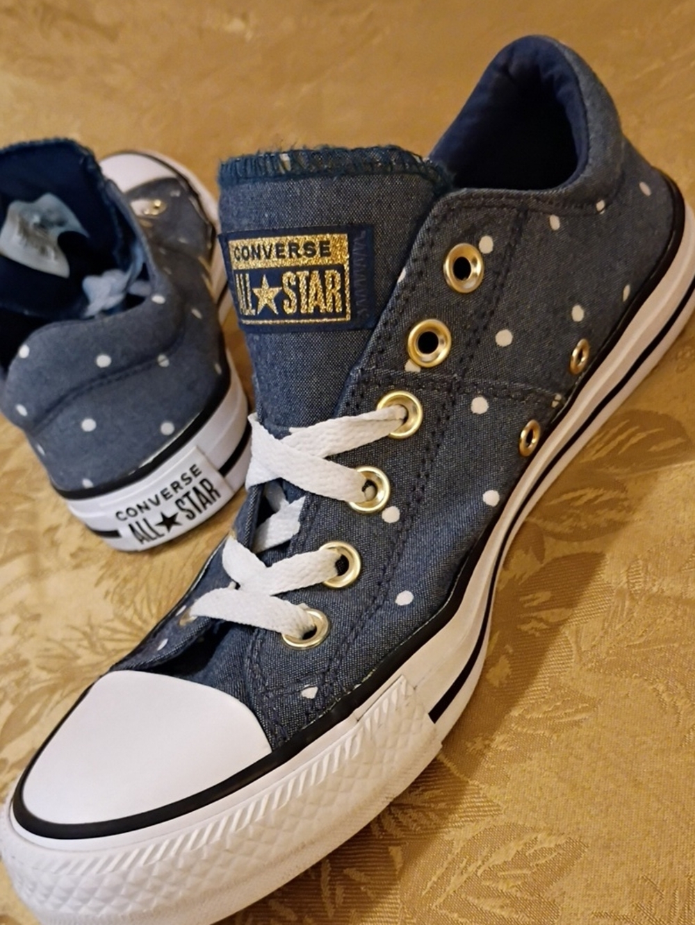 Converse Chuck Taylor All Star Polka Dot - Navy Women's 8.0 Men's 6.0 - Picture 2 of 10